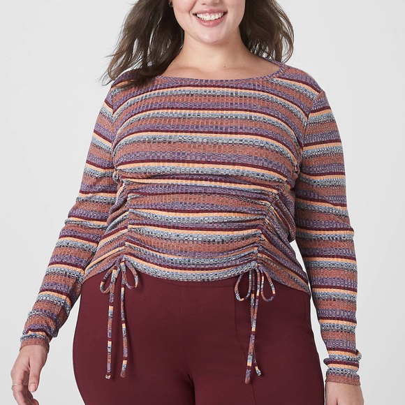 Lane Bryant Tops - Lane Bryant size 22/24 Fitted Crop Adjustable Drawcord-Detail Long Sleeve Tee